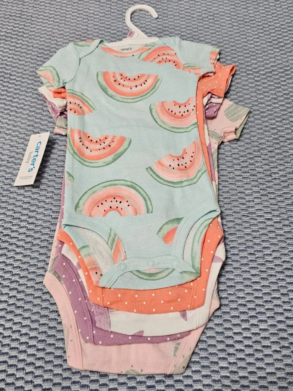 Carter's Baby 5 PCS Multi-Print Short-Sleeve  Bodysuit Baby Girl - 9 Months NEW
